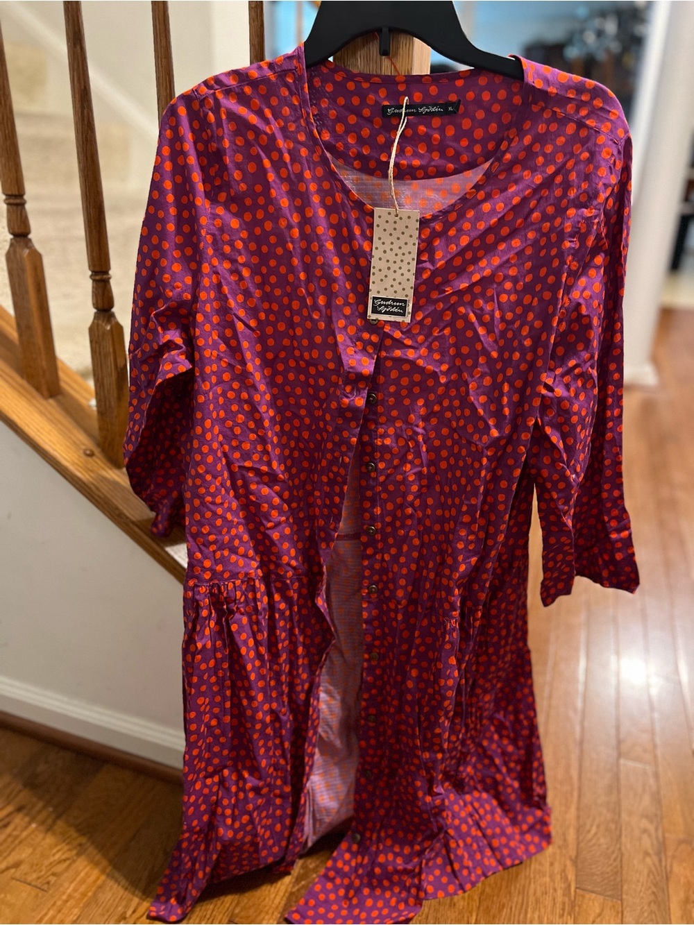 Gudrun Sjöden Purple Dress with Orange Polka Dots